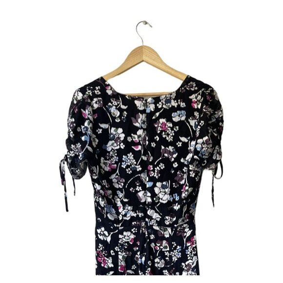 Fairy Grunge Dress Size 8 Dark Floral Asymmetrical Hem Midi Feminine Flowy Silk - Picture 9 of 13